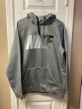 Nike Gray Hooded Pullover with Contrasting Logo